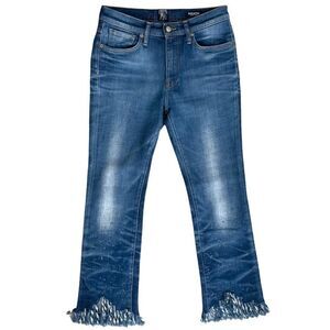 PRPS Biscayne Fringe Hem Short Capri Distressed Indigo Denim Jeans